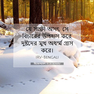 Picture 07 - হিতোপদেশ 19:28 BENIRV - যে সাক্ষী অসৎ, সে - Bible Verse Picture