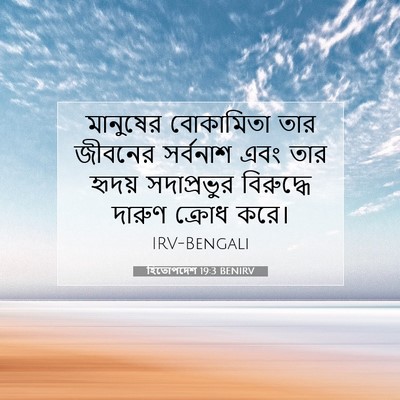 Picture 07 - হিতোপদেশ 19:3 BENIRV - মানুষের বোকামিতা - Bible Verse Picture