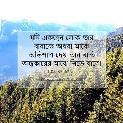 Picture 07 - হিতোপদেশ 20:20 BENIRV - যদি একজন লোক তার - Bible Verse Picture