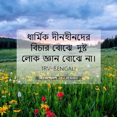 Picture 07 - হিতোপদেশ 29:7 BENIRV - ধার্মিক দীনহীনদের - Bible Verse Picture
