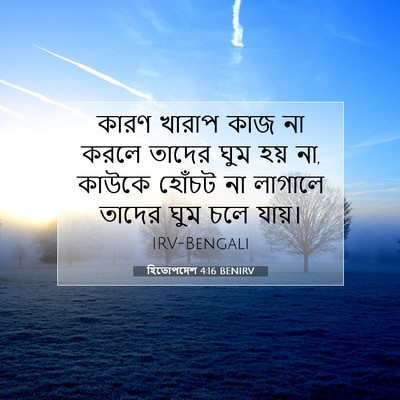 Picture 07 - হিতোপদেশ 4:16 BENIRV - কারণ খারাপ কাজ না - Bible Verse Picture