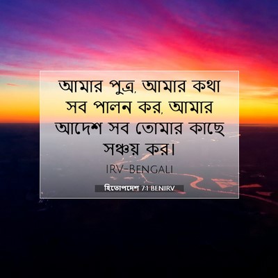 Picture 07 - হিতোপদেশ 7:1 BENIRV - আমার পুত্র, আমার - Bible Verse Picture