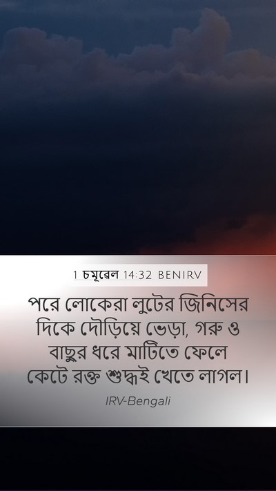 1 চমূৱেল 14:32 BENIRV Mobile Phone Wallpaper - পরে লোকেরা লুটের - Mobile Bible Verse Wallpaper