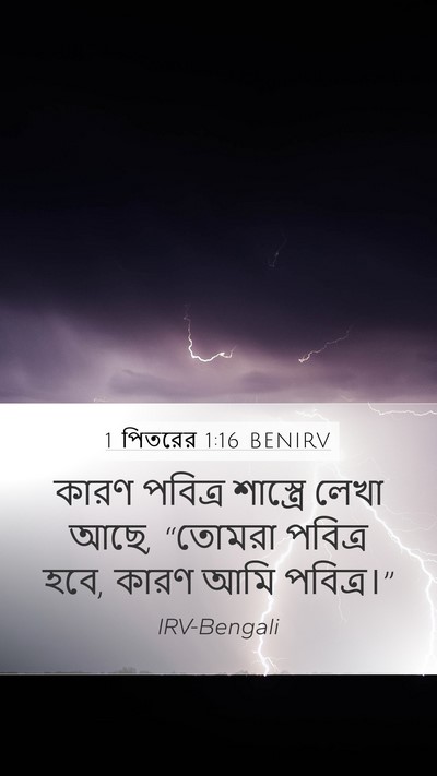 1 পিতরের 1:16 BENIRV Mobile Phone Wallpaper - কারণ পবিত্র - Mobile Bible Verse Wallpaper