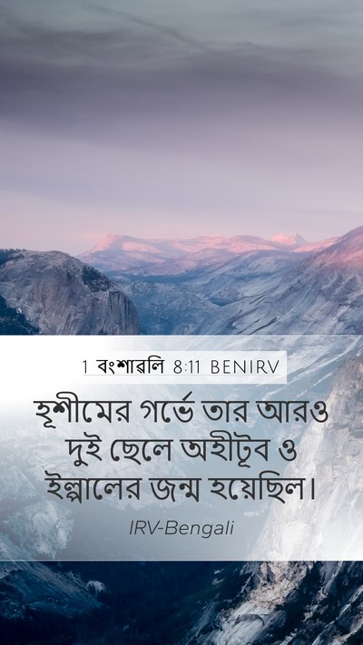1 বংশাৱলি 8:11 BENIRV Mobile Phone Wallpaper - হূশীমের গর্ভে তার - Mobile Bible Verse Wallpaper