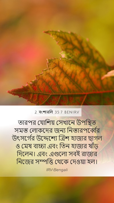2 বংশাৱলি 35:7 BENIRV Mobile Phone Wallpaper - তারপর যোশিয় - Mobile Bible Verse Wallpaper