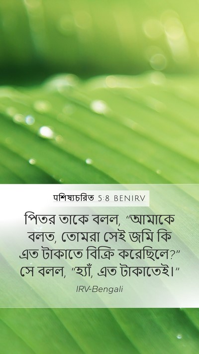 पশিষ্যচরিত 5:8 BENIRV Mobile Phone Wallpaper - পিতর তাকে বলল, - Mobile Bible Verse Wallpaper