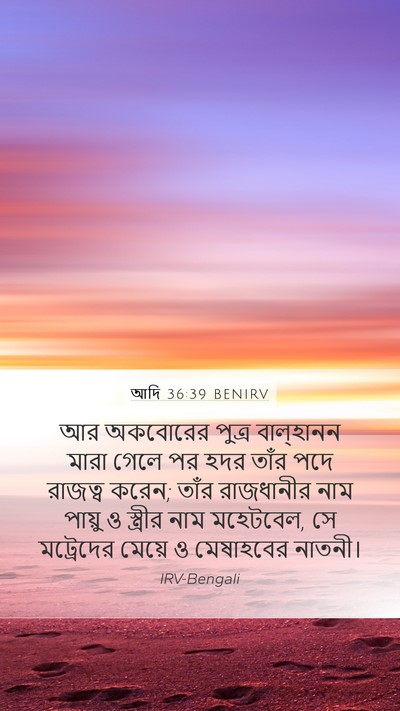 আদি 36:39 BENIRV Mobile Phone Wallpaper - আর অকবোরের পুত্র - Mobile Bible Verse Wallpaper