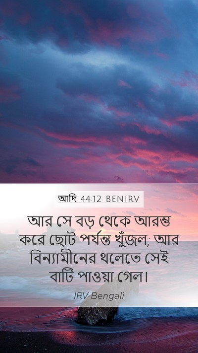 আদি 44:12 BENIRV Mobile Phone Wallpaper - আর সে বড় থেকে - Mobile Bible Verse Wallpaper