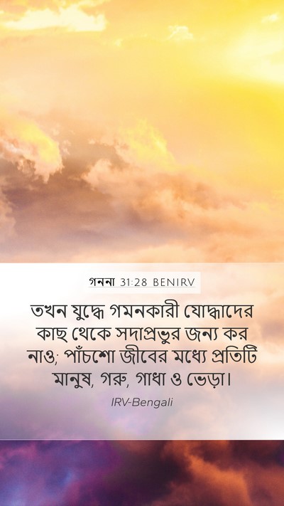 গননা 31:28 BENIRV Mobile Phone Wallpaper - তখন যুদ্ধে - Mobile Bible Verse Wallpaper