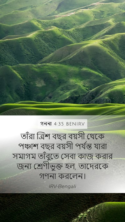 গননা 4:35 BENIRV Mobile Phone Wallpaper - তাঁরা ত্রিশ বছর - Mobile Bible Verse Wallpaper