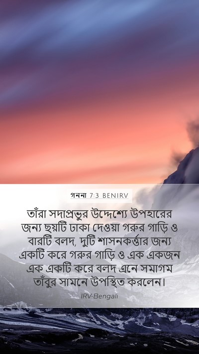 গননা 7:3 BENIRV Mobile Phone Wallpaper - তাঁরা সদাপ্রভুর - Mobile Bible Verse Wallpaper