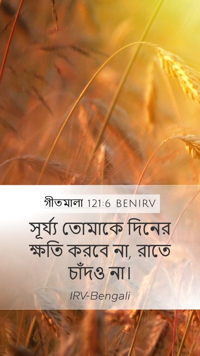 গীতমালা 121:6 BENIRV Mobile Phone Wallpaper - সূর্য্য তোমাকে - Mobile Bible Verse Wallpaper
