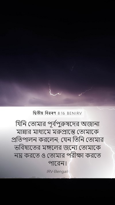 দ্বিতীয় বিৱৰণ 8:16 BENIRV Bible Verse Image