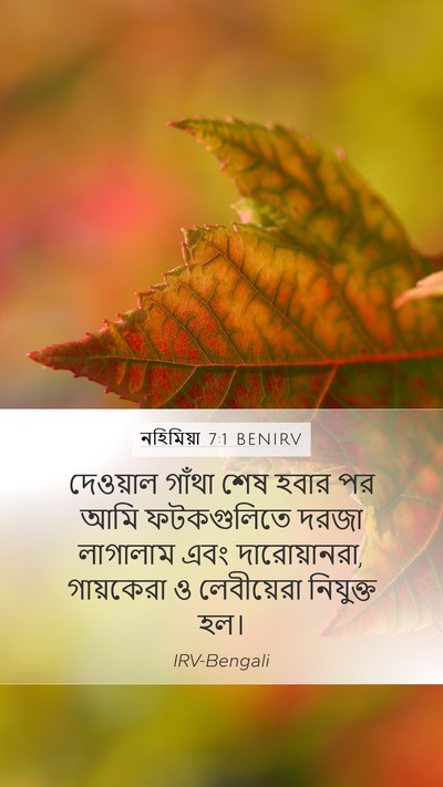 নহিমিয়া 7:1 BENIRV Mobile Phone Wallpaper - দেওয়াল গাঁথা শেষ - Mobile Bible Verse Wallpaper
