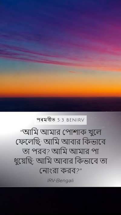 পৰমগীত 5:3 BENIRV Mobile Phone Wallpaper - “আমি আমার পোশাক - Mobile Bible Verse Wallpaper