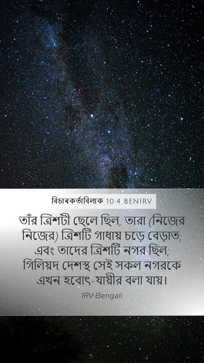 বিচাৰকর্তাবিলাক 10:4 BENIRV Bible Verse Image