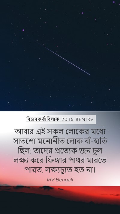 বিচাৰকর্তাবিলাক 20:16 BENIRV Bible Verse Image