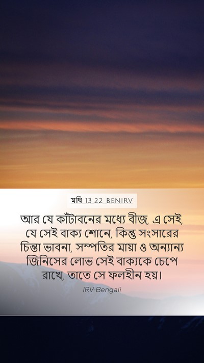 মথি 13:22 BENIRV Bible Verse Image