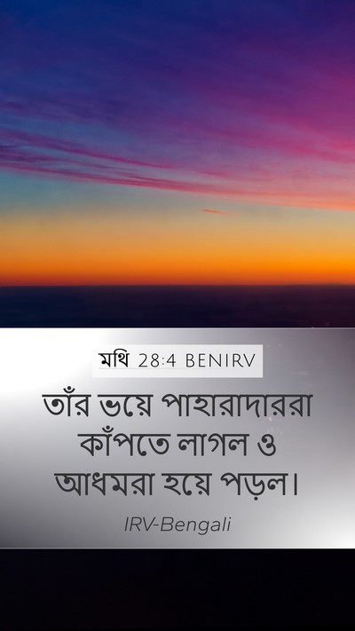 মথি 28:4 BENIRV Mobile Phone Wallpaper - তাঁর ভয়ে - Mobile Bible Verse Wallpaper