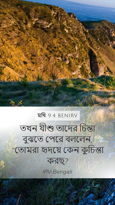 মথি 9:4 BENIRV Mobile Phone Wallpaper - তখন যীশু তাদের - Mobile Bible Verse Wallpaper
