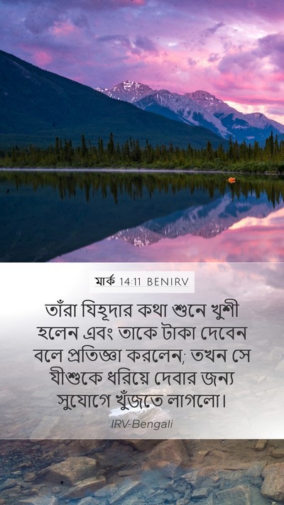 মার্ক 14:11 BENIRV Mobile Phone Wallpaper - তাঁরা যিহূদার কথা - Mobile Bible Verse Wallpaper