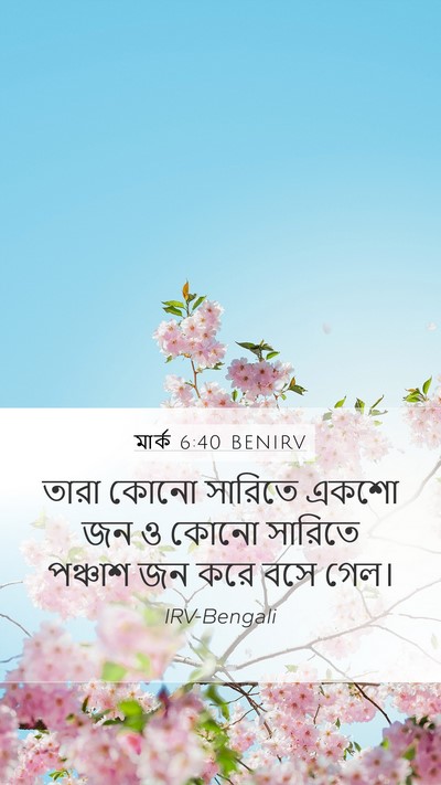 মার্ক 6:40 BENIRV Mobile Phone Wallpaper - তারা কোনো সারিতে - Mobile Bible Verse Wallpaper