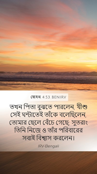 যোহন 4:53 BENIRV Mobile Phone Wallpaper - তখন পিতা বুঝতে - Mobile Bible Verse Wallpaper