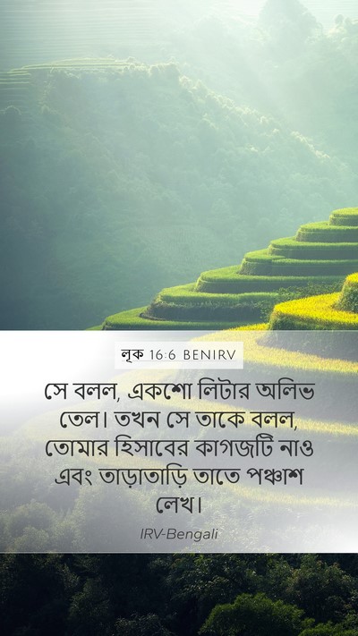 লূক 16:6 BENIRV Mobile Phone Wallpaper - সে বলল, একশো লিটার - Mobile Bible Verse Wallpaper