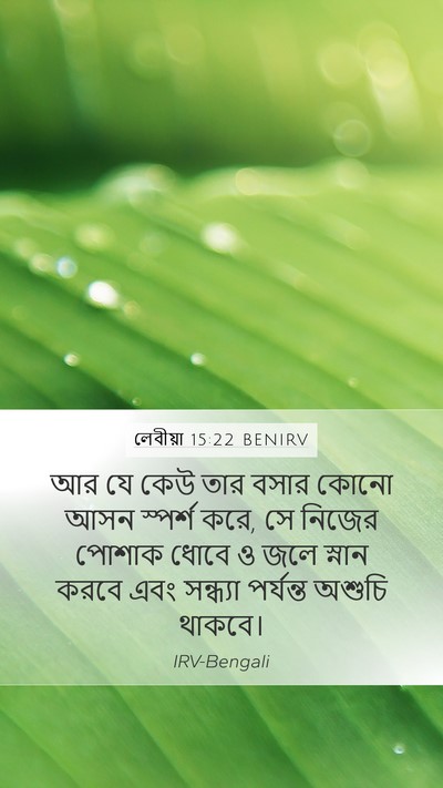 লেবীয়া 15:22 BENIRV Mobile Phone Wallpaper - আর যে কেউ তার বসার - Mobile Bible Verse Wallpaper