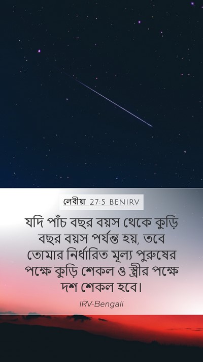 লেবীয়া 27:5 BENIRV Mobile Phone Wallpaper - যদি পাঁচ বছর বয়স - Mobile Bible Verse Wallpaper