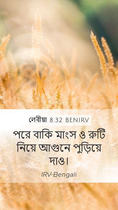 লেবীয়া 8:32 BENIRV Mobile Phone Wallpaper - পরে বাকি মাংস ও - Mobile Bible Verse Wallpaper