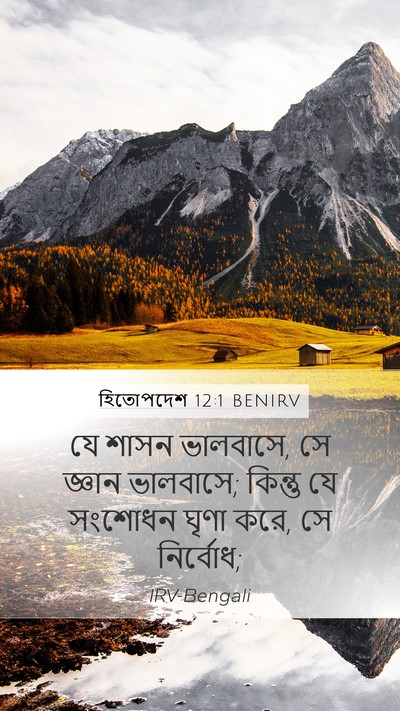 হিতোপদেশ 12:1 BENIRV Mobile Phone Wallpaper - যে শাসন ভালবাসে, সে - Mobile Bible Verse Wallpaper