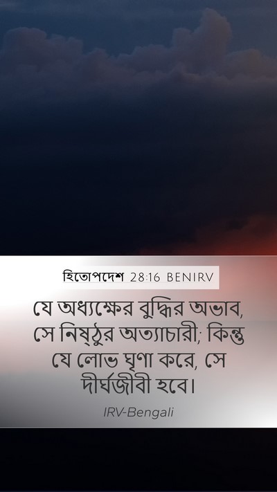 হিতোপদেশ 28:16 BENIRV Bible Verse Image