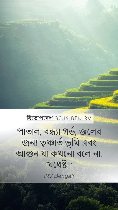 হিতোপদেশ 30:16 BENIRV Mobile Phone Wallpaper - পাতাল; বন্ধ্যা - Mobile Bible Verse Wallpaper